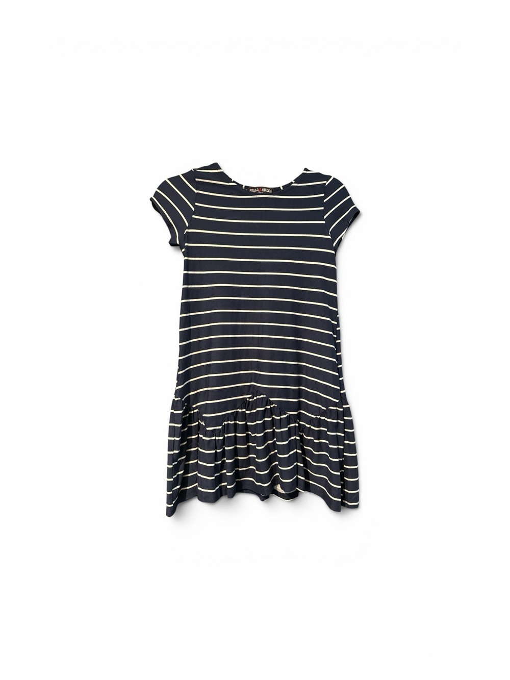 Stella & Sienna Girls' Navy and White Striped Ruffle Hem Dress